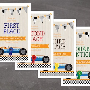 Editable Derby Place Award Certificates 1st, 2nd, 3rd, Honorable Mention - INSTANT DOWNLOAD PRINTABLE - Blue and Orange