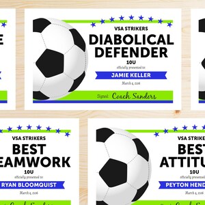 TEAM COLORS Editable Soccer Awards Certificates - Instant Download  PDF - Royal Bright Blue and Lime Neon Green Award Certificate Template