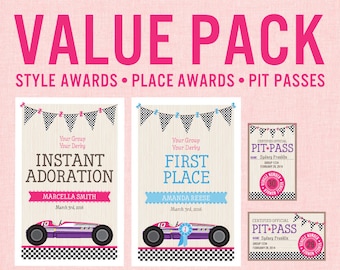 Powder Puff Derby Event Pack - INSTANT DOWNLOAD AFDRUKBAAR - Paarse en roze collectie