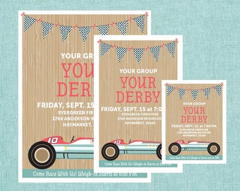 Editable Powder Puff Derby Invitations, Flyers, and Hand-outs - INSTANT DOWNLOAD PRINTABLE - Driftwood Collection