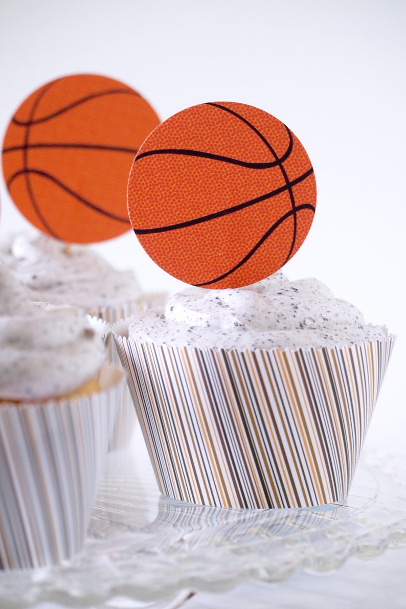Basketball Cupcake Toppers and Wrappers INSTANT DOWNLOAD Etsy