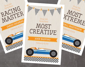 Derby Style Award Certificates - INSTANT DOWNLOAD PRINTABLE - Blue and Orange