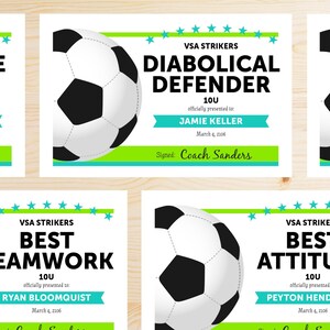 TEAM COLORS Editable Soccer Awards Certificates - Instant Download  PDF - Lime Neon Green and Teal Award Certificate Template
