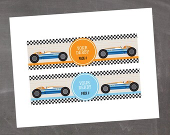 Editable Derby Water Bottle Wrappers - INSTANT DOWNLOAD PRINTABLE - Blue and Orange Collection