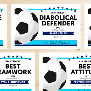 TEAM COLORS Editable Soccer Awards Certificates - Instant Download  PDF - Blue Navy and Turquoise Light Blue Award Certificate Template