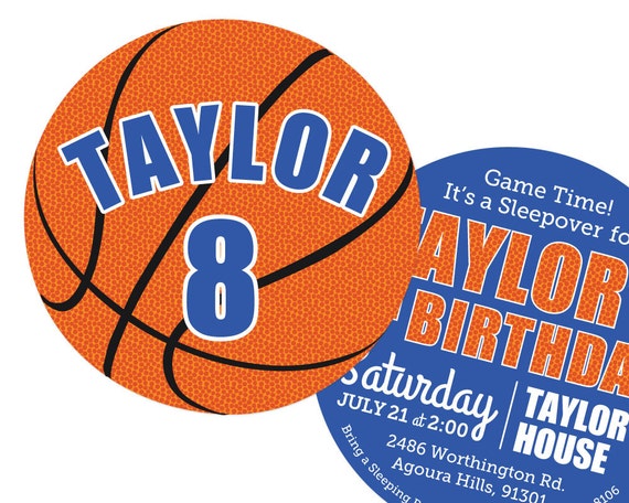 basketball invitations birthday party 2 sided etsy