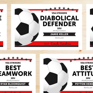 TEAM COLORS Editable Soccer Awards Certificates - Instant Download  PDF - Black and Red Award Certificate Template