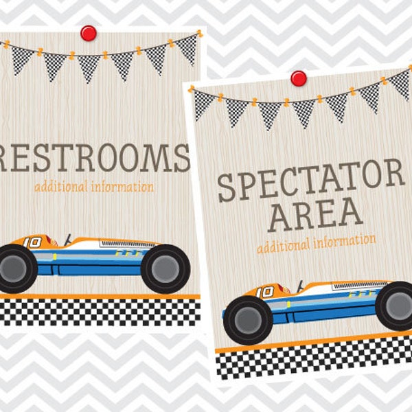 Derby Printable Event Signs 8.5x11 - INSTANT DOWNLOAD PRINTABLE - Blue and Orange