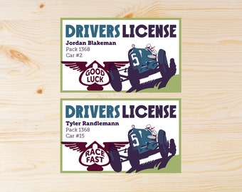 Editable Derby Drivers Licenses - INSTANT DOWNLOAD PRINTABLE - Retro Collection