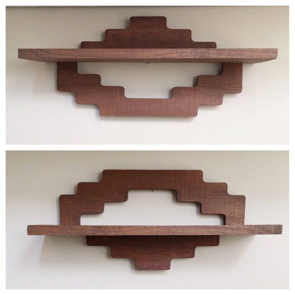 Geometric Aztec Reversible Shelf - Wood Shelf - Wall Hanging