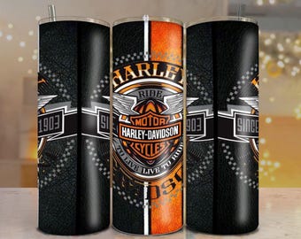 Motif pour gobelet inspiré de Harley Davidson (PNG) | Design par sublimation pour gobelet fin 590 ml (20 oz) | Téléchargement numérique