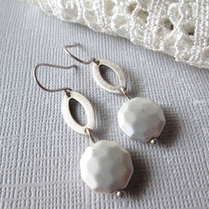 Matte Silver Earrings / Dangle Earrings / Beaded Earrings / Casual Earrings / Handmade Earrings / Elegant Earrings / - &quot;Sweet Silver&quot;