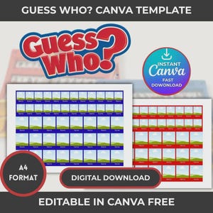 Guess Who Editable Template, Personalized Guess Who Game, Custom Board Game, Add Your Own Photos - Names, Canva Template