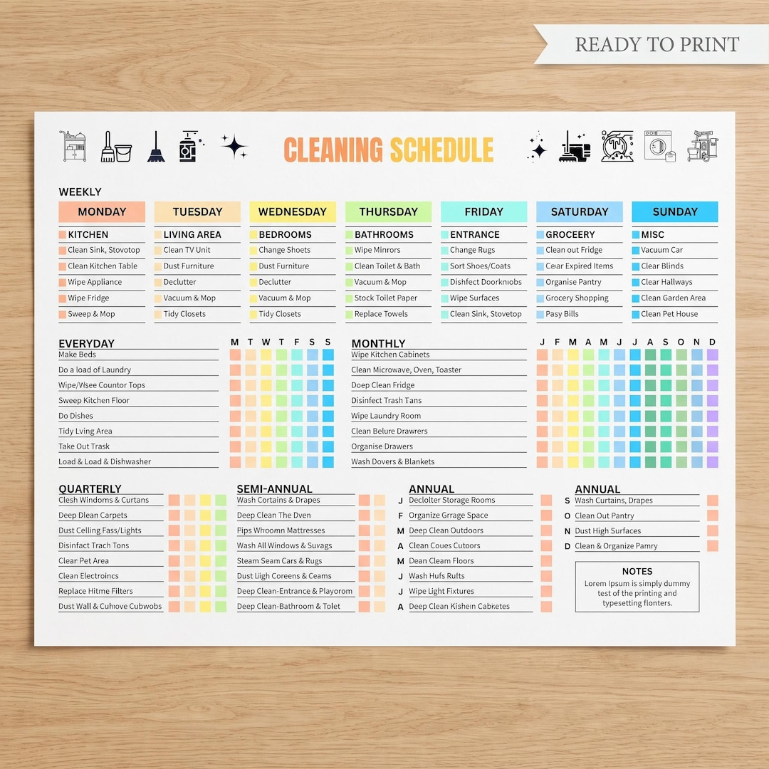 Editable Cleaning Planner, Cleaning Checklist, Cleaning Schedule ...