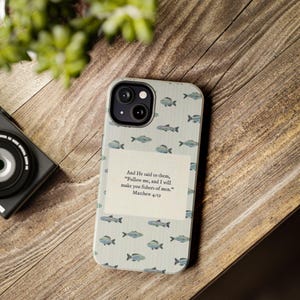 Etui na telefon z motywem ryby z Ewangelii Mateusza 4:19 | Wytrzymałe etui na telefon