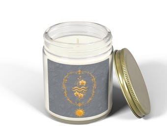 Aquarius Emblem Candle | Coconut Wax Zodiac Candle