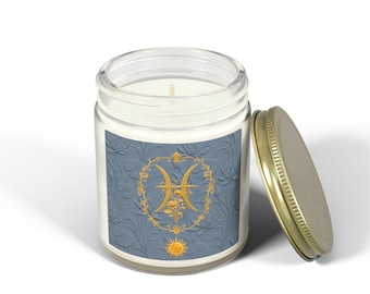 Pisces Emblem Candle | Coconut Wax Zodiac Candle