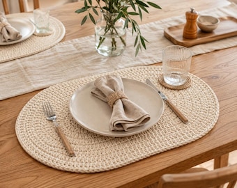 Crochet Oval Placemat Pattern | Thick Table Mat Crochet PDF | Easy Beginner Crochet Pattern | Quick Home Decor | Instant Download