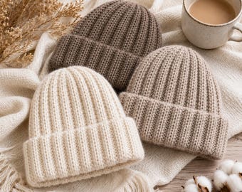 Easy Crochet Beanie Pattern PDF, Ribbed Winter Hat for Beginners, Stretchable Crochet Beanie, Instant Download