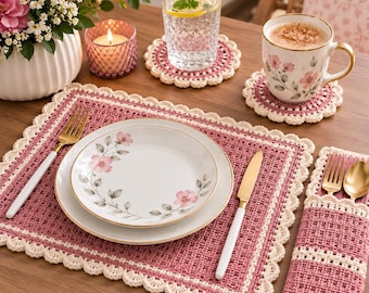 Crochet Linen Stitch Placemat Pattern, Crochet Table Mat PDF, Dining Table Decor, Crochet Coaster Pattern, Easy Beginner Crochet