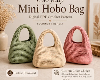 Crochet Hobo Bag Pattern PDF, Cotton Yarn Handbag, DIY Crochet Purse, Beginner Friendly, Instant Download