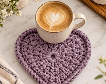Crochet Heart Trivet Potholder Pattern PDF Frejdis Valentine Decor | Scandinavian Farmhouse Kitchen | Romantic Gift English Crochet Pattern