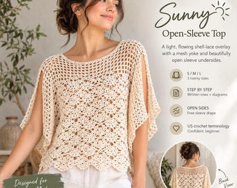 SUNNY TOP Crochet Pattern PDF | Women's Crochet Top, Sweater & Blouse | Openwork Crochet Design | Video Tutorial