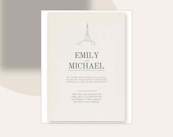 Modello per annuncio di suggellamento del tempio / Invito di matrimonio LDS modificabile / Design avorio con stampa tipografica / Download immediato