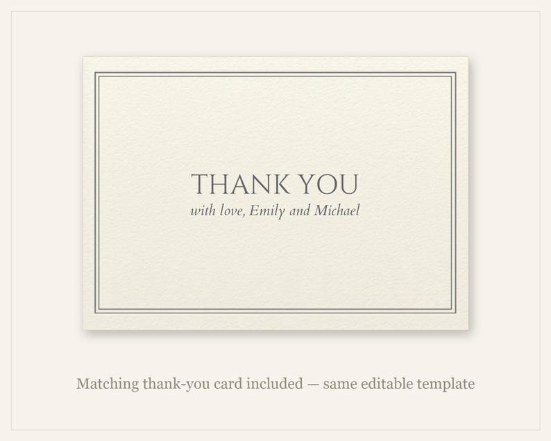 Modèle d'annonce de scellement au temple | Invitation de mariage mormone modifiable | Design ivoire imprimé en typographie | Téléchargement instantané image 5