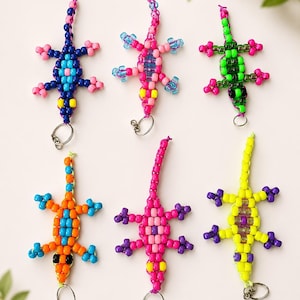 Pony bead lizard keychain various colours available