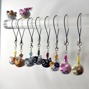 Polymer Clay Cat Phone Charm | Handmade | Cute Kawaii Kitty Strap | Aesthetic Phone Accessory