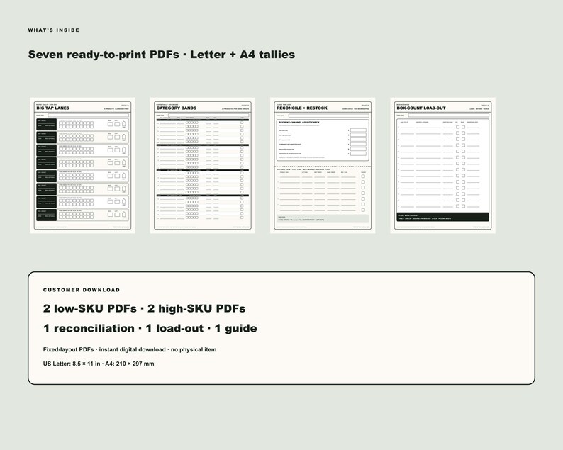 Craft Fair Tally Sheets, Vendor Restock Tracker, Sales Count Kit (PDF ...