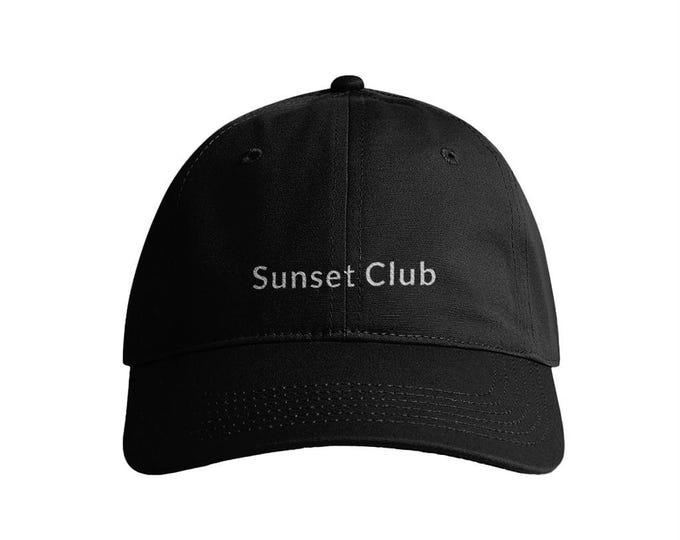 Washed Cotton Hat | Sunset Club Embroidered Cap for Summer Adventures