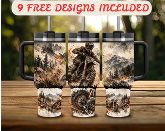 40 oz Tumbler Wrap PNG, Dirt Bike 40 oz Tumbler Design, Distressed Wrap 40 oz Sublimation, Motocross Off Road Mountain 40 oz Wrap Digital