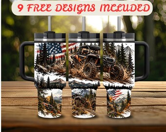 40 oz Tumbler Wrap PNG, UTV Off Road 40 oz Tumbler Design, Distressed Wrap 40 oz Sublimation, Patriotic American Flag 40 oz Wrap Digital