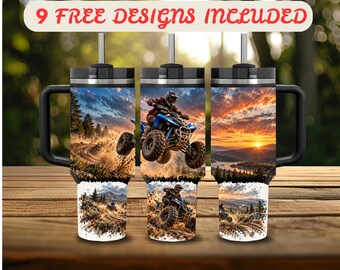 40 oz Tumbler Wrap PNG, ATV 40 oz Tumbler Design, Distressed Wrap 40 oz Sublimation, Off Road Quad Bike 40 oz Wrap Digital