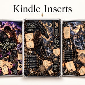 Dragon Rider Inspired Kindle Insert Set of 3 | Fantasy Bookish E-Reader Inserts | Dragon Romance Kindle Decor | Digital Download