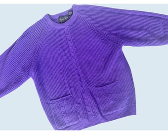 Vintage HUNTER'S GLEN Purple Cable Knit Pullover Sweater Sz Medium