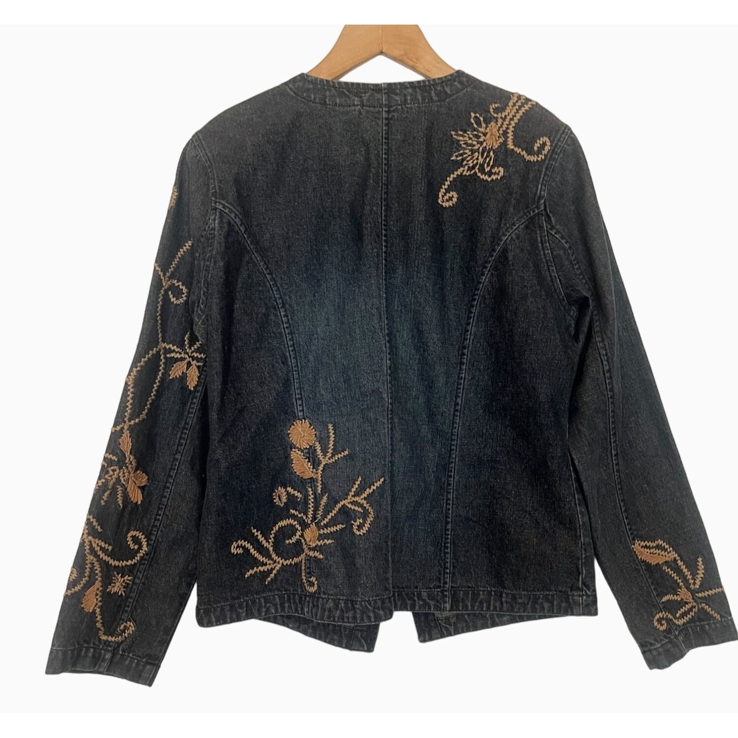 Vintage 90s 2000s Y2K CHICO'S Denim Embroidered Jacket