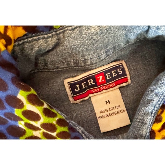 Vintage Jerzees Denim Full Button Geometric Print… - image 6