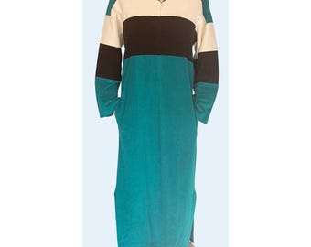 Vintage VANITY FAIR 1980s Velour Robe / House Dress Size Medium