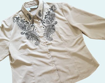 Vintage KC Studio Embroidered Western Style Blouse  90s 00s  Size M