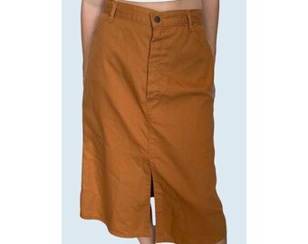 Vintage CANDIE'S Khaki Brown Rust Utility Midi Skirt 80s / 90s Size 25