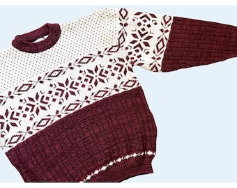 Vintage HARDWOOD & PINE 90s / 2000s Ski Grandpa Winter Print Sweater Sz L