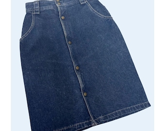 Vintage CALVIN KLEIN 80s / 90s Denim Midi Front Button Skirt Sz 25