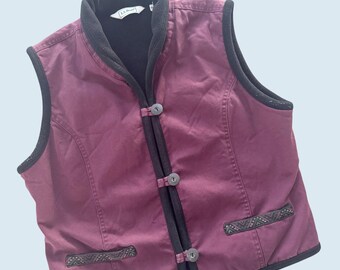 Vintage L.L. BEAN Purple Fleece Lined Retro Vest 1990s Sz S