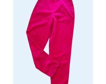 Vintage UNITED COLORS of BENETTON Pink Velvet High Waisted Pants Sz 26
