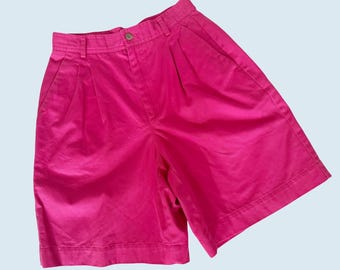 Vintage LIZ CLAIBORNE Liz Sport 1990s High Waisted Pleated Pink Shorts Size 24
