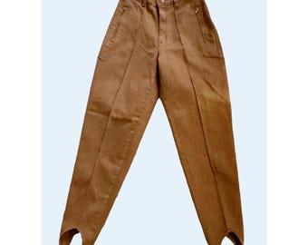 Vintage GITANO 80s / 90s Brown Stirrup Pants Jeans Size 24 NWT