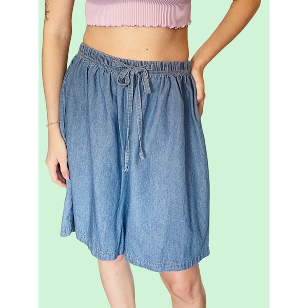 Vintage 80s /  90s Pull On Wide Leg Shorts Culottes Oversized Size Large